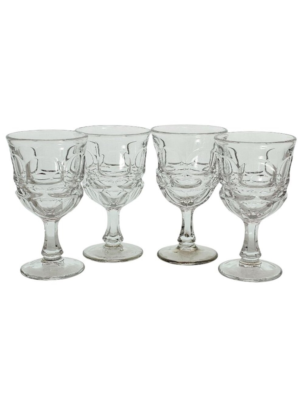 4 Fostoria Argus Water Goblets 6.5" vtg 1970s clear glasses midcentury 10oz
